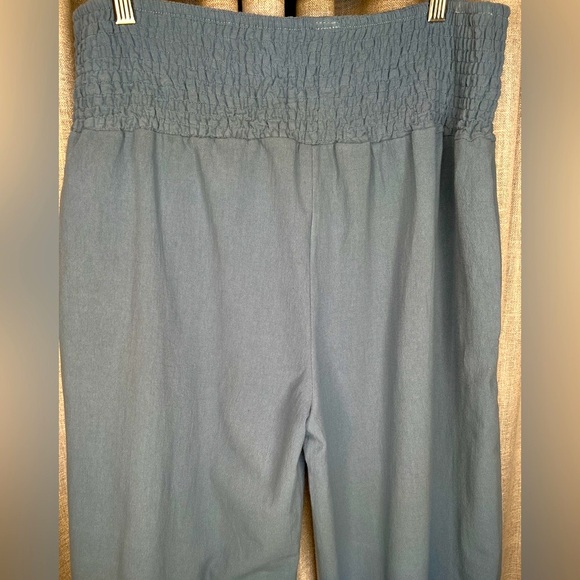 NWOT Cornflower Blue Pull-on Pant Smocked Waist Wide Leg Size XL - Picture 5 of 5